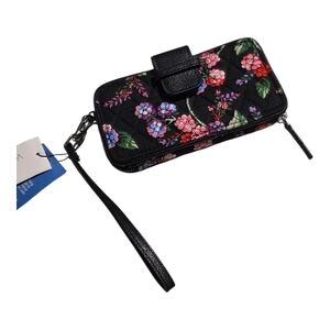 Floral Black Phone Wristlet